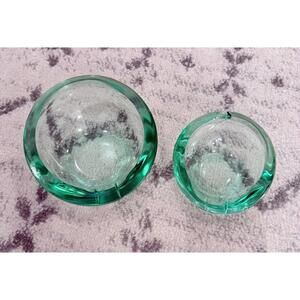 Set of 2 Vintage Green Glass Ashtrays – Mid Century Style
